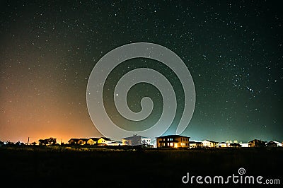 Suburban residential houses at night Stock Photo