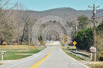 suburban road in the smokey mountains Stock Photo