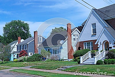 suburban street in summer Stock Photo