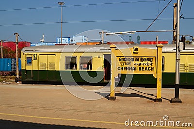 Suburban train station called Chennai Beach Editorial Stock Photo