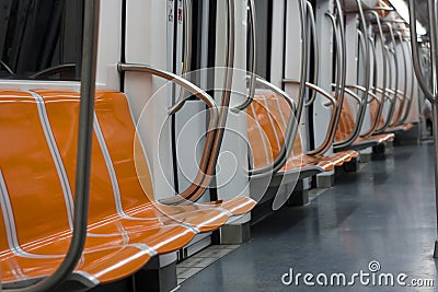 Subway Seat Vacant Interior Wagon Stock Photo