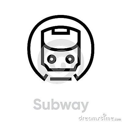Subway icon. Metro, Mass Rapid Transit, Public Transport vector editable line symbol Vector Illustration