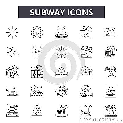 Subway line icons, signs, vector set, linear concept, outline illustration Vector Illustration