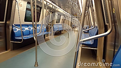 Interior of the subway train. New wagon empty Stock Photo