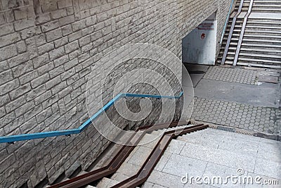 Subway stairs going down Stock Photo