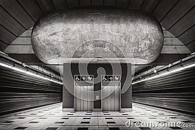 Subway station with convergent lines Stock Photo