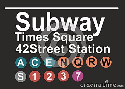 Subway Times Square 42 Street Station Vector Illustration