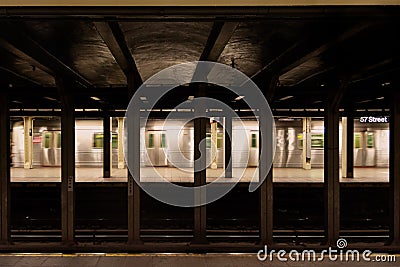 New York City Subway in 57 th station Stock Photo