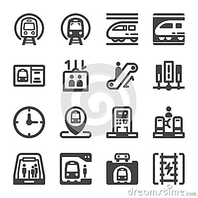 Subway train icon set Vector Illustration