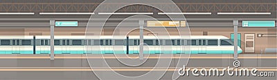 Subway Tram Modern City Public Transport, Underground Rail Road Station Vector Illustration