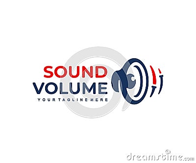 Subwoofer logo design. Audio speaker with sound volume adjustment vector design Vector Illustration