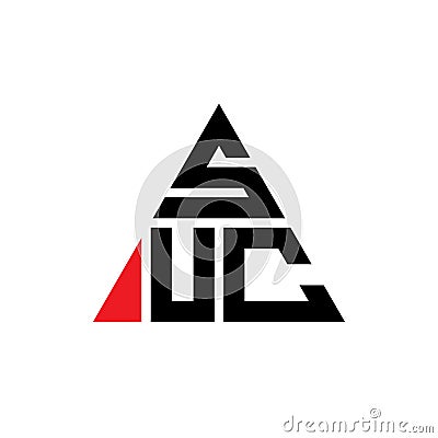 SUC triangle letter logo design with triangle shape. SUC triangle logo design monogram. SUC triangle vector logo template with red Vector Illustration