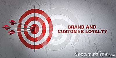 Advertising concept: target and Brand and Customer loyalty on wall background Stock Photo