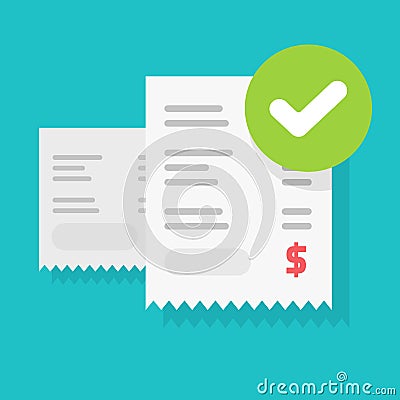 Success bill payment or approved money transaction vector illustration flat cartoon, finance receipt invoice with Vector Illustration