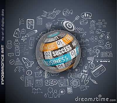 Success in Business conceptual background with a threedimentional sphere Vector Illustration