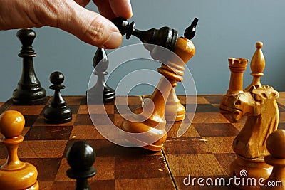 Success in business and confrontation in competition. Pawn wins king Stock Photo