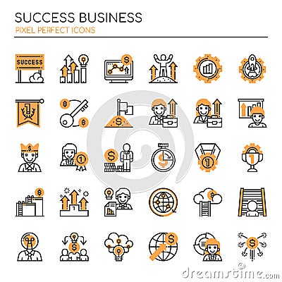 Success Business , Thin Line and Pixel Perfect Icons Vector Illustration