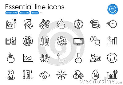 Success business, Hydroelectricity and Fair trade line icons. For website, printing and application. Vector Vector Illustration