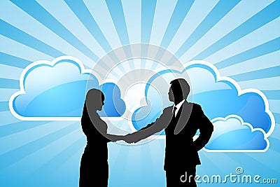 Success Business team with cloud computing technol Vector Illustration