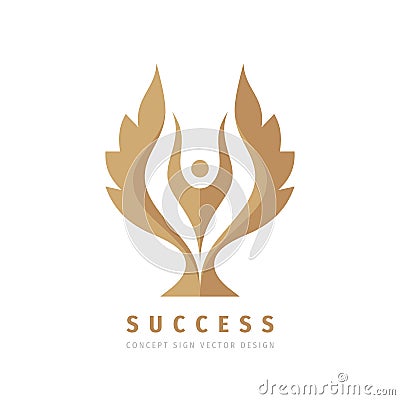 Success business vector logo template concept illustration. Human character with wings. Freedom symbol. Guardian angel. Design Vector Illustration