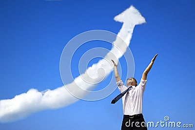Success businessman with growing graph Stock Photo