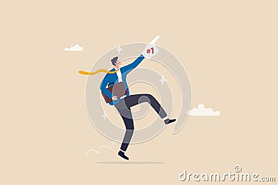 Success businessman winning competition, achieve goal or business winner, victory or succeed in work, prize honor concept, Vector Illustration