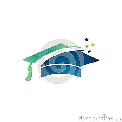 Success Cap hat graduate star logo symbol design. Vector Illustration