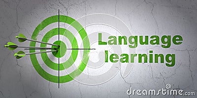 Education concept: target and Language Learning on wall background Stock Photo