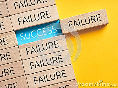 Success and failure alternative options. Reaching to success after many failures or learning from mistakes concept Stock Photo