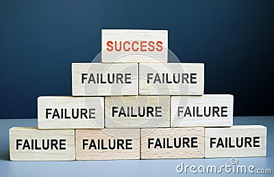 Success and failure concept. Career staircase from blocks Stock Photo