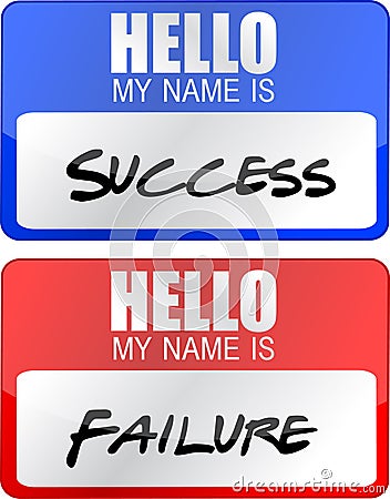 Success, failure red and blue name tags Vector Illustration