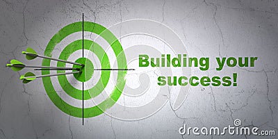 Finance concept: target and Building your Success! on wall background Stock Photo