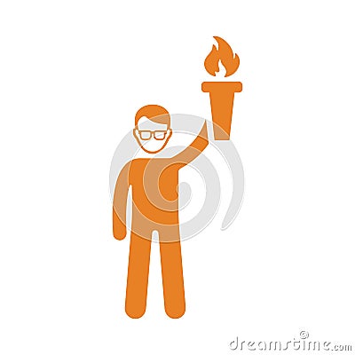 Success, freedom, light icon. Orange color design Vector Illustration