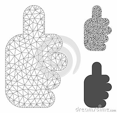 Success Gesture Vector Mesh Network Model and Triangle Mosaic Icon Vector Illustration