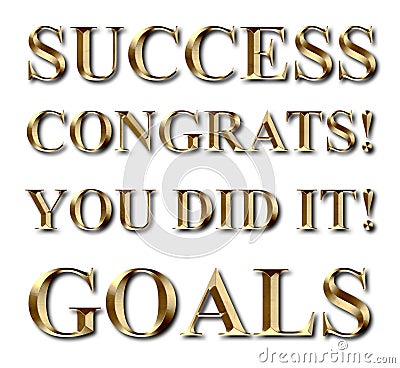 Success Goals Congrats Gold Text Stock Photo