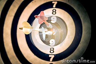 Success hitting target aim goal achievement. Stock Photo