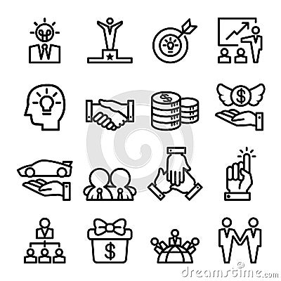 Success icon set, Thin line style Vector Illustration