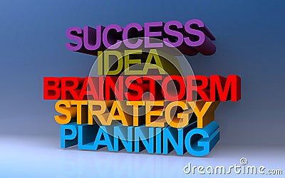Success idea brainstorm strategy plannning on blue Stock Photo