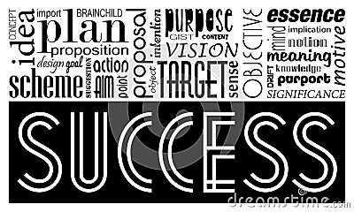 Success keywords concept and synonyms. Idea motivational banner Stock Photo