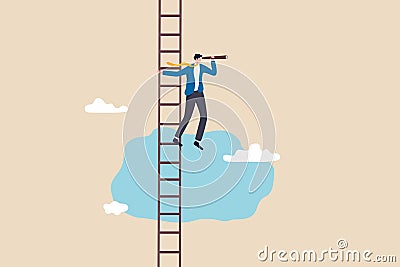 Success ladder for business opportunity, looking for new job or career path, leadership discovery or searching for success concept Vector Illustration