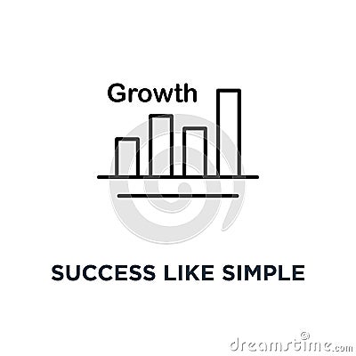 success like simple thin growth icon, symbol contour style trend increment logotype graphic art design concept of grow up your Vector Illustration