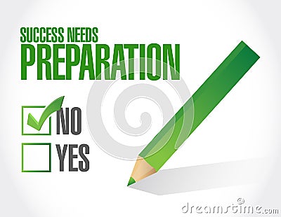 success needs preparation board checklist sign Cartoon Illustration