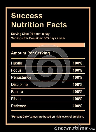 Success Nutrition Facts Business Success Concept/Quote Stock Photo