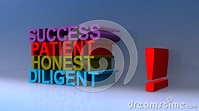 Success patient honest diligent on blue Stock Photo