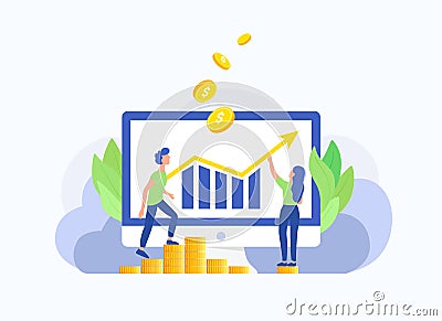 Success, profit, investment growth concept. Vector Illustration