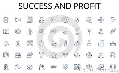 Success and profit line icons collection. Utensils, Bakeware, Cookware, Cutlery, Appliances, Dishes, Glassware vector Vector Illustration