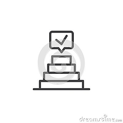 Success pyramid with check mark line icon Vector Illustration