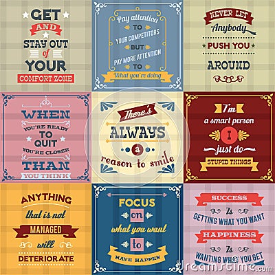 Success quotes set colored Vector Illustration