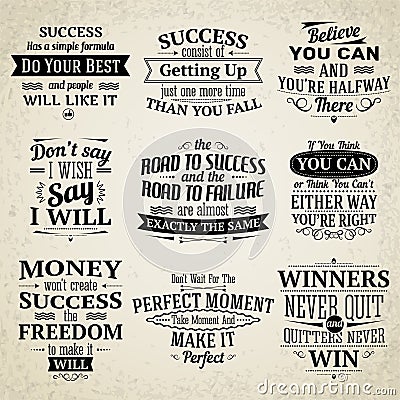 Success quotes set Vector Illustration