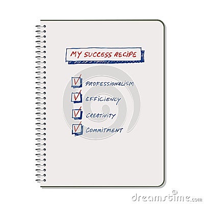 Success Recipe: List of requirements to achieve success Stock Photo